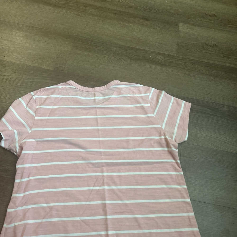 Coral and White Striped T-Shirt